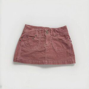 Vintage 90s Blue Asphalt Pink Corduroy Micro Mini Skirt Size 1 Preppy Y2K